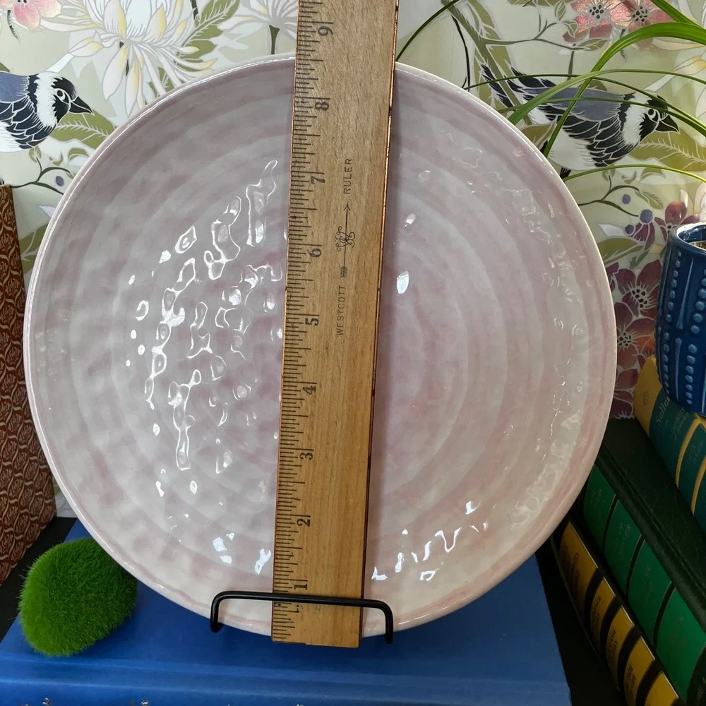 Noemi Ceramiche Serving Bowl 9.5in Pink Handcrafted Italy Hammered Swirl